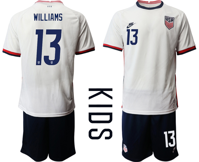 Youth 2020-2021 Season National team United States home white #13 Soccer Jersey1->customized soccer jersey->Custom Jersey